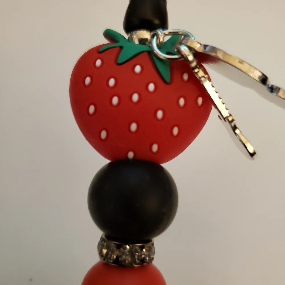 Handmade Beaded Nana Osaki Anime Strawberry Silicone Focal Bead Pen